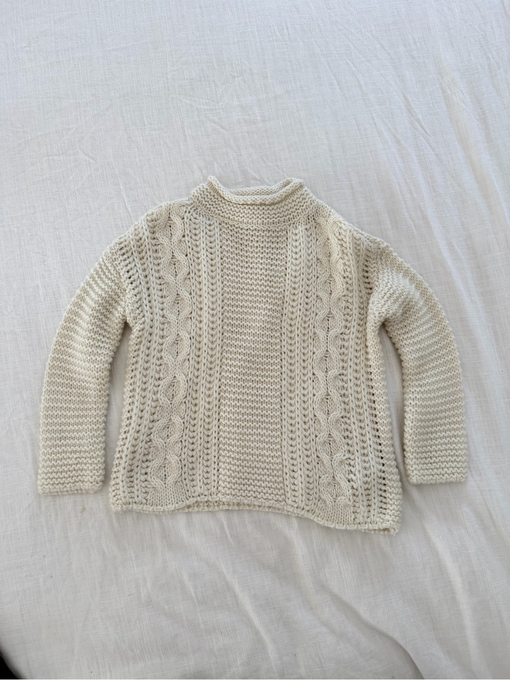 Zara Cream Cable Knit Turtleneck Sweater